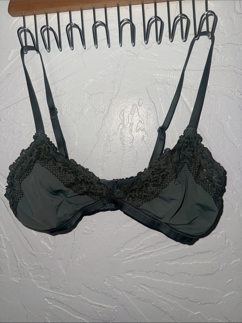 aerie Dark Green Lace Trim Underwire Bralette S